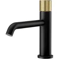 Emke Wastafelkraan - Luxe Design - Mengkraan - Geïntegreerde Greep - Waterbesparend - Zwart en Goud