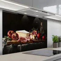 KitchenYeah Spatscherm 120x80 cm - Zelfklevende achterwand Stilleven - Vintage - Borrelplank - Keuken muurbeschermer - Spatwand fornuis