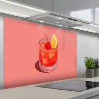 KitchenYeah Spatscherm 120x80 cm - Zelfklevende achterwand Glas - Ijsblokjes - Citroen - Kers - Keuken muurbeschermer - Spatwand fornuis