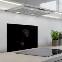 KitchenYeah Spatscherm 60x45 cm - Zelfklevende achterwand Bol - Gedroogd - Vaas - Zwart - Keuken muurbeschermer - Spatwand fornuis