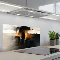 KitchenYeah Spatscherm 90x45 cm - Zelfklevende achterwand Modern - Zwart - Verf - Goud - Keuken muurbeschermer - Spatwand fornuis
