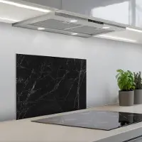 KitchenYeah Spatscherm 60x45 cm - Zelfklevende achterwand Marmer - Zwart - Keuken muurbeschermer - Spatwand fornuis