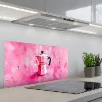 KitchenYeah Spatscherm 90x45 cm - Zelfklevende achterwand Roze - Verf - Coffee - Keuken muurbeschermer - Spatwand fornuis