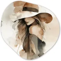 MuchoWow Organische wanddecoratie 90x90 cm - Organisch schilderij Mysterieus - Vrouw - Sepia - Muurdecoratie woonkamer - Kamer decoratie - Schilderijen - Muurcirkel aesthetic