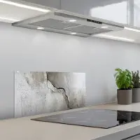 KitchenYeah Spatscherm 60x30 cm - Zelfklevende achterwand Beton - Industrieel - Grijs - Keuken muurbeschermer - Spatwand fornuis