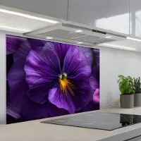 KitchenYeah Spatscherm 90x60 cm - Zelfklevende achterwand Paars - Viool - Diepte - Keuken muurbeschermer - Spatwand fornuis