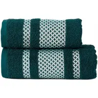 Markizeta Turquoise katoenen badstof handdoek met zilveren boord 50x90 cm