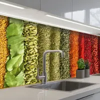 KitchenYeah Keuken achterwand 150x60 cm - Spatscherm zelfklevend Kruiden - Specerijen - Kleurrijk - Muurbeschermer - Spatwand fornuis