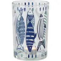 J-Line theelichthouder Vis - glas - wit/blauw - large