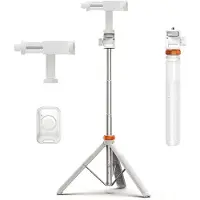 Somstyle Telefoonstatief - 149 CM Uitschuifbaar Statief - Tripod voor Smartphone & Actioncam - Selfiestick met Afstandsbediening - Wit