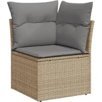 vidaXL 7-delige Loungeset met kussens poly rattan beige