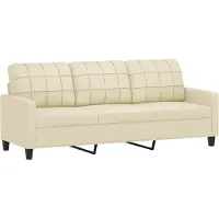 vidaXL Driezitsbank 180 cm kunstleer crèmekleurig