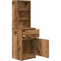vidaXL Nachtkastje 39x35x125 cm bewerkt hout oud houtkleurig