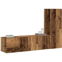 vidaXL Tv-wandkasten 3 st bewerkt hout oud houtkleurig