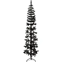 vidaXL Kunstkerstboom half met standaard smal 210 cm zwart