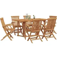 vidaXL Tuin Eettafel Set 7 pcs Bruin Massief Teakhout