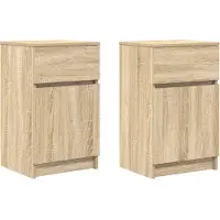 vidaXL Nachtkastjes 2 st 39x35x65 cm bewerkt hout sonoma eikenkleurig