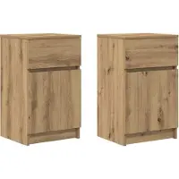 vidaXL Nachtkastjes 2 st 39x35x65cm bewerkt hout artisanaal eikenkleur