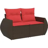 vidaXL 7-delige tuinbankset met kussens, bruin polyrotan