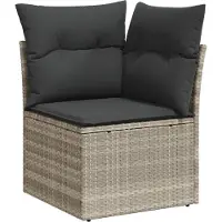 vidaXL 11-delige Loungeset met kussens poly rattan lichtgrijs