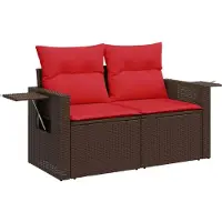 vidaXL 9-delige tuinbankset met kussens, bruin polyrotan