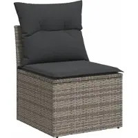 vidaXL 7-delige Loungeset met kussens poly rattan grijs