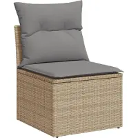vidaXL 5-delige Loungeset met kussens poly rattan beige