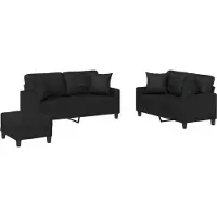 vidaXL 3-delige Loungeset met kussens kunstleer zwart