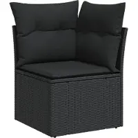 vidaXL 7-delige tuinmeubelset met kussens, zwart, polyrotan
