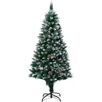 vidaXL - Kunstkerstboom - met - dennenappels - en - witte - sneeuw - 180 - cm