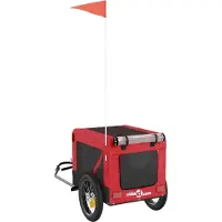 vidaXL Hondenfietstrailer oxford stof en ijzer rood en zwart