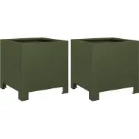 vidaXL Plantenbakken 2 st 30x30x30 cm staal olijfgroen