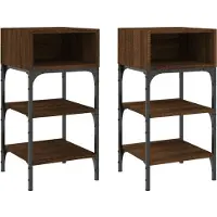 vidaXL Nachtkastjes 2 st 35x34,5x70 cm bewerkt hout bruin eikenkleur