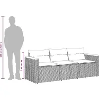 vidaXL Tuinbank met kussens, 3-zits, beige, van polyrotan