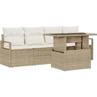 vidaXL Tuinbank Set 5 st 4-Aantal zitplaatsen Beige en Crème