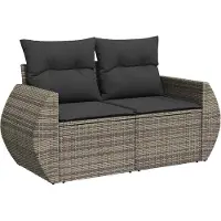 vidaXL Tuinbank Set 8 st 7-Aantal zitplaatsen Grijs poly rattan