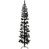 vidaXL Kunstkerstboom half met standaard smal 180 cm zwart