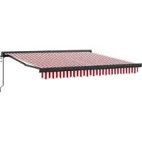 vidaXL Uitschuifbare luifel Rood en Wit 300 x 250 cm Stof en Metaal