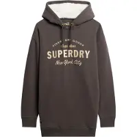 Superdry Luxe Hoodiejurk met Metallic Logo Donkergrijs Grootte: 6-8