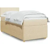 vidaXL Boxspring met matras stof crèmekleurig 180x200 cm