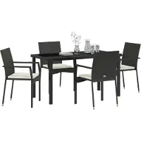 vidaXL Tuin Eettafel Set 5 st Zwart poly rattan