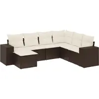 vidaXL 7-delige Loungeset met kussens poly rattan bruin
