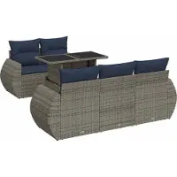 vidaXL 6-delige Loungeset met kussens poly rattan acacia grijs