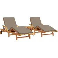 vidaXL Ligstoel 3 st Massief Acacia Hout Taupe