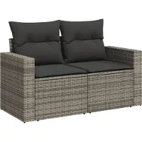 vidaXL 7-delige Loungeset met kussens poly rattan grijs