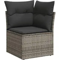 vidaXL 10-delige Loungeset met kussens poly rattan grijs