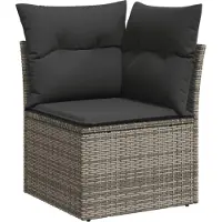 vidaXL 11-delige Loungeset met kussens poly rattan grijs
