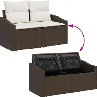 vidaXL Tuinbank Set 10 st Bruin en Crème poly rattan