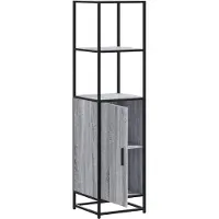 vidaXL Hoge kast 35,5x35x139 cm bewerkt hout en metaal grijs sonoma