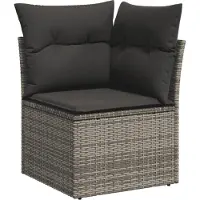 vidaXL 6-delige Loungeset met kussens poly rattan grijs